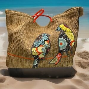 Vera Bradley Tan Artistic Bird Tote